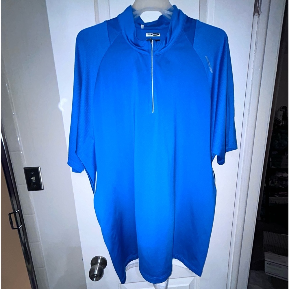 50%offw❤️ Adidas formation mens 1/4 zip activewear shirt blue XL flaw logo #70